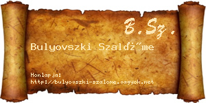 Bulyovszki Szalóme névjegykártya
